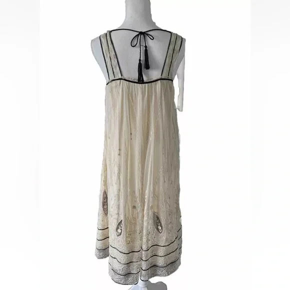 Sundance Women's Mesh  Ivory Lace Embroidered Dress Sleeveless Boho Size 8 - Picture 2 of 12